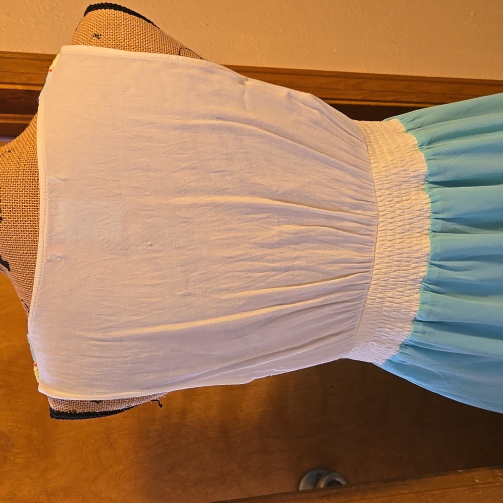 Flying Tomato Embroidered Empire Waist Tropical Beach Chiffon Maxi Dress L - Picture 7 of 8